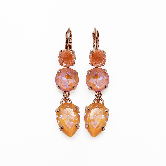 Mariana Fun Finds Three Stone Leverback Earrings in Sun Kissed Peach