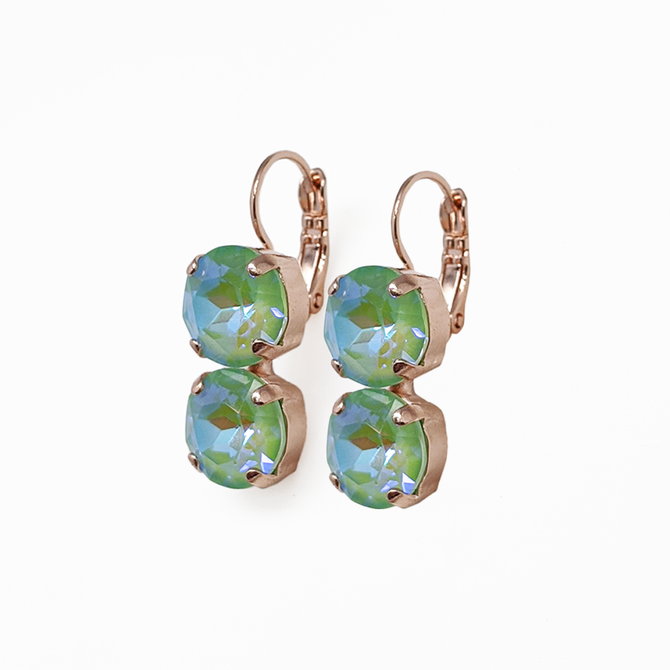 Mariana Lovable Double Stone Leverback Earrings in Sun Kissed Peridot