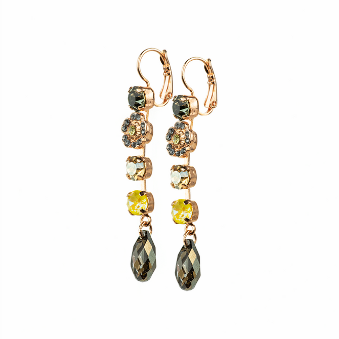 Mariana Petite Four Stone Leverback Earrings with Flower Cluster in Painted Lady