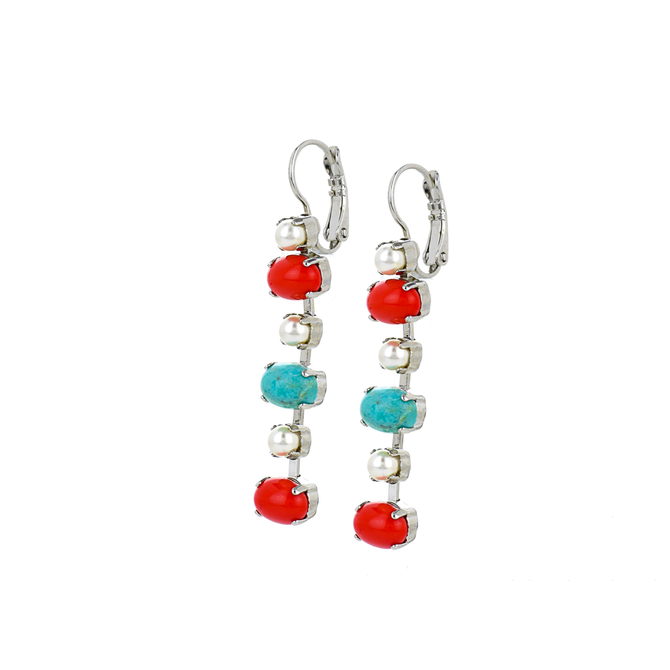 Mariana Alternating Oval and Round Leverback Earrings in Happiness Turquoise