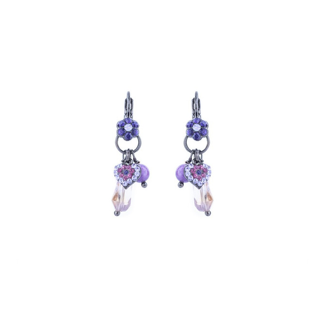 Mariana Petite Flower Dangle Leverback Earrings in Wildberry