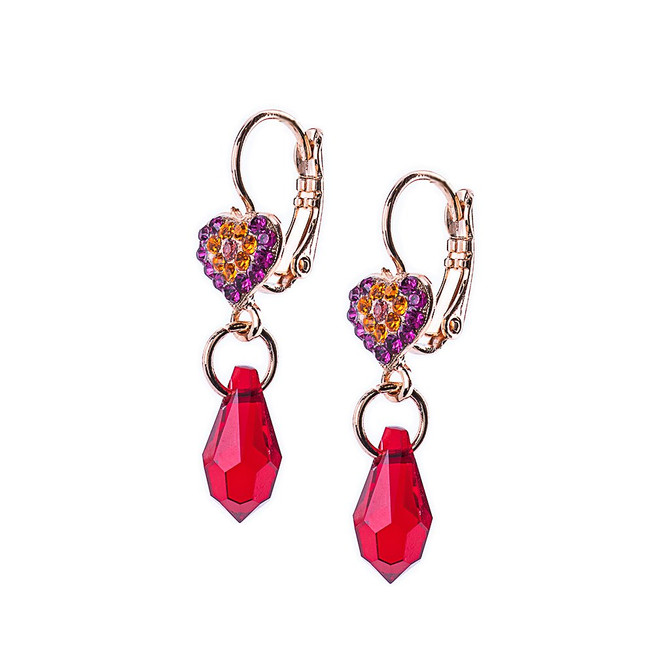 Mariana Petite Heart Dangle Leverback Earrings in Hibiscus