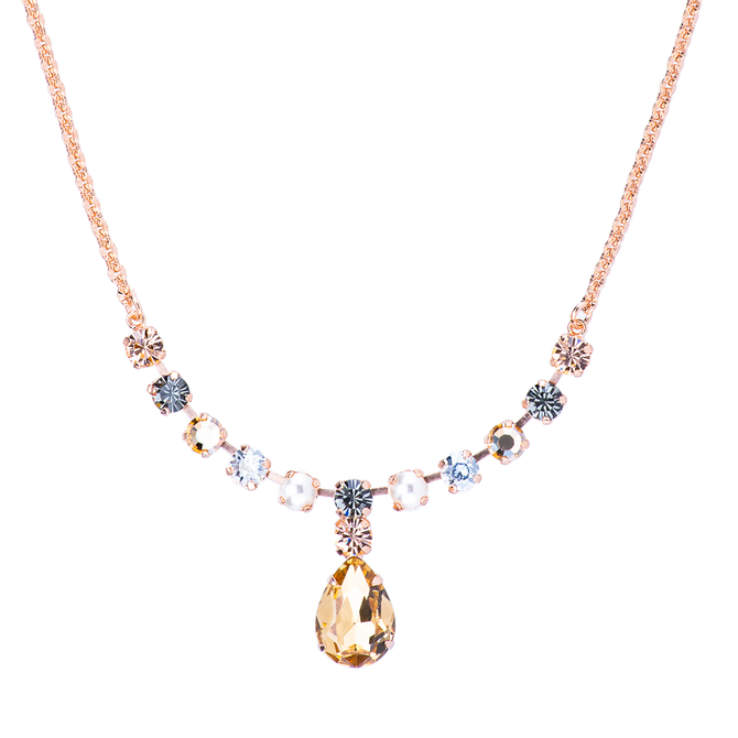 Mariana Pear and Round Necklace in Earl Grey