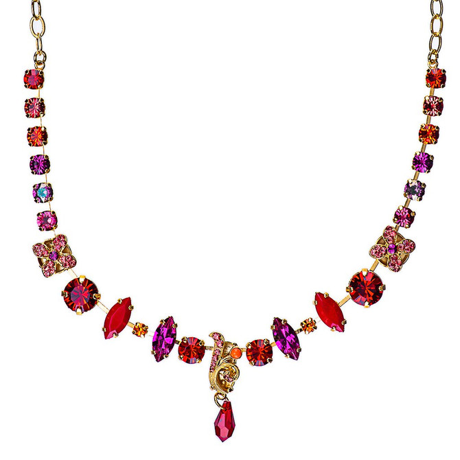Mariana Wallflower Marquise and Round Necklace in Hibiscus