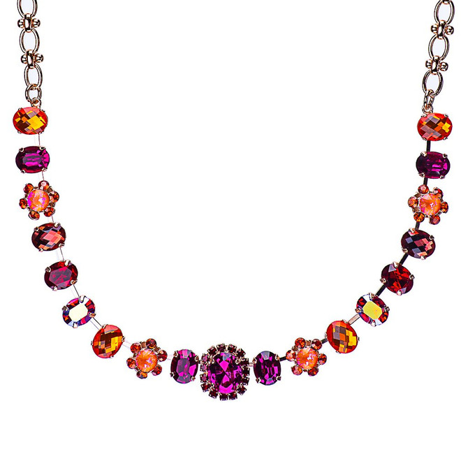 Mariana Oval Necklace with Center Oval Cluster in Hibiscus