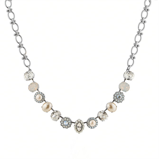 Mariana Oval and Cluster Bridal Necklace in Ivory