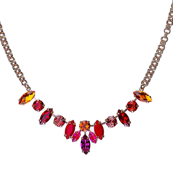 Mariana Marquise and Round Statement Necklace in Hibiscus