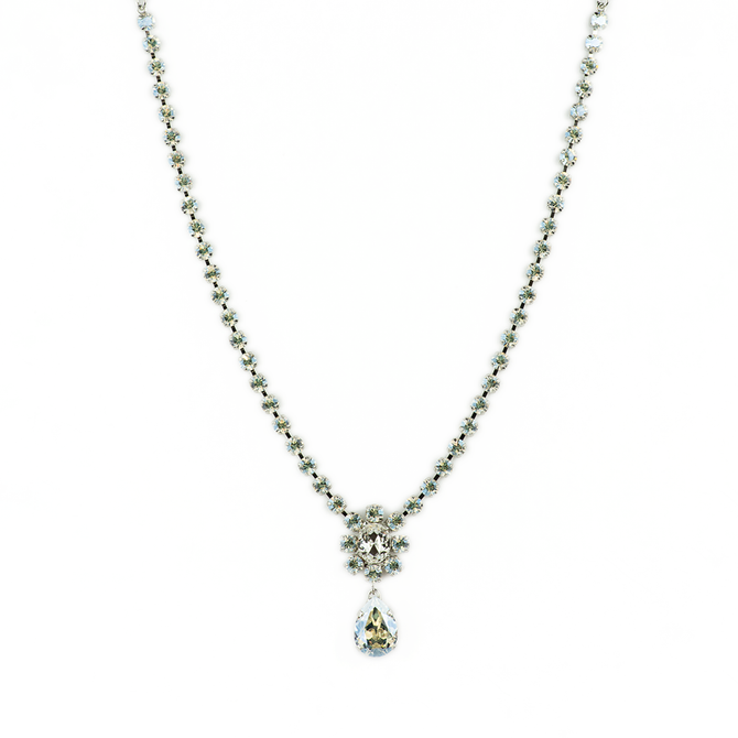 Mariana Petite Necklace with Flower and Pear Dangle in Crystal Moonlight