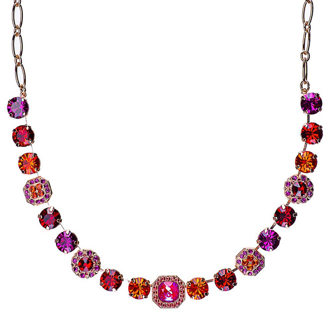 Mariana Lovable Square Cluster Necklace in Hibiscus