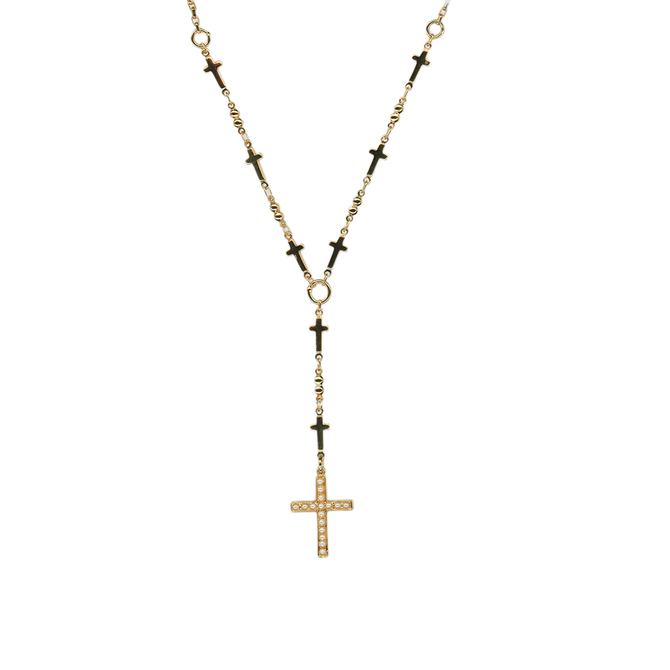 Mariana Cross Necklace in Cream Pearl