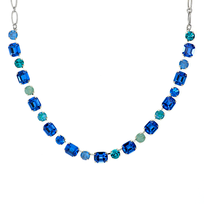 Mariana Emerald Cut and Round Necklace in Serenity