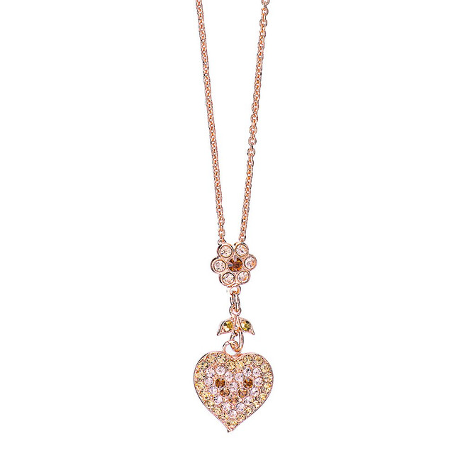 Mariana Heart and Petite Flower Pendant in Chai