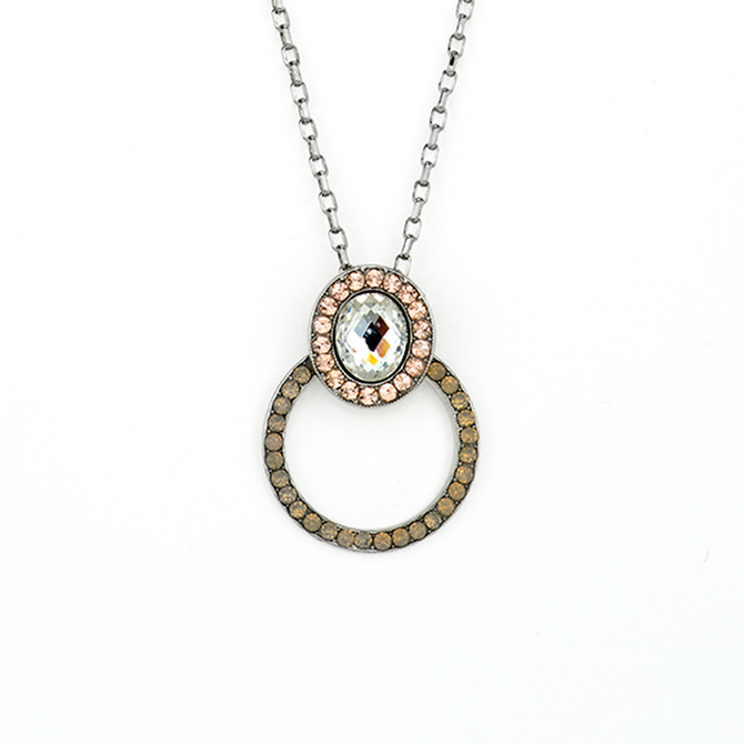 Mariana Open Circle Pendant with Oval Embellishment in Peace