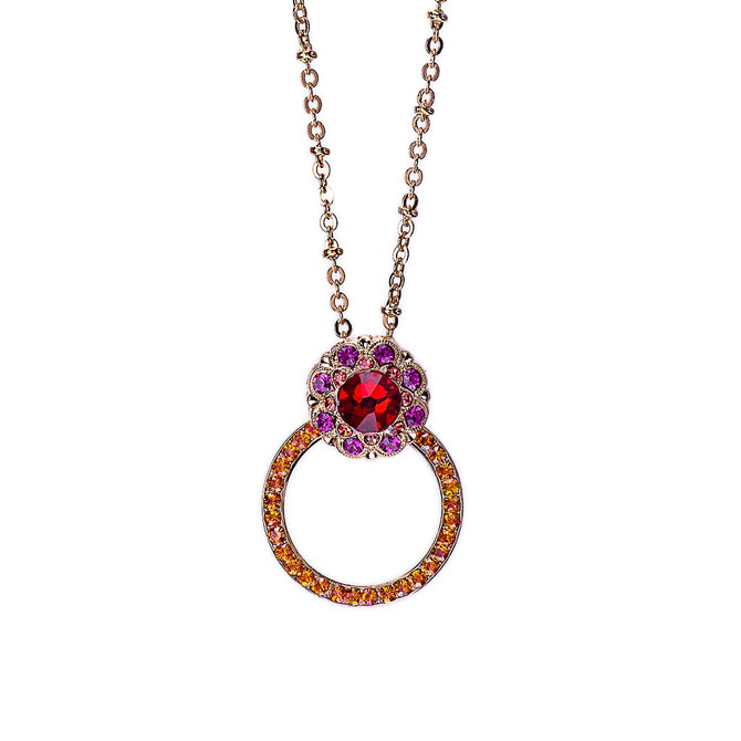 Mariana Open Circle Pendant with Cluster Element in Hibiscus