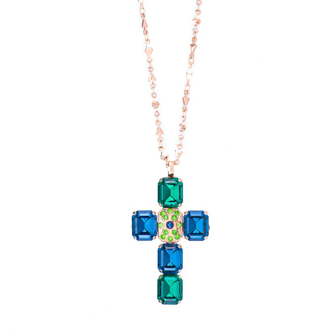 Mariana Lovable Emerald Cut Cross Pendant in Chamomile