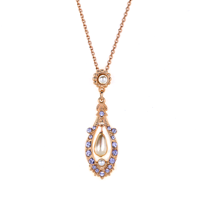 Mariana Open Oval Pendant with Dangle Briolette in Romance