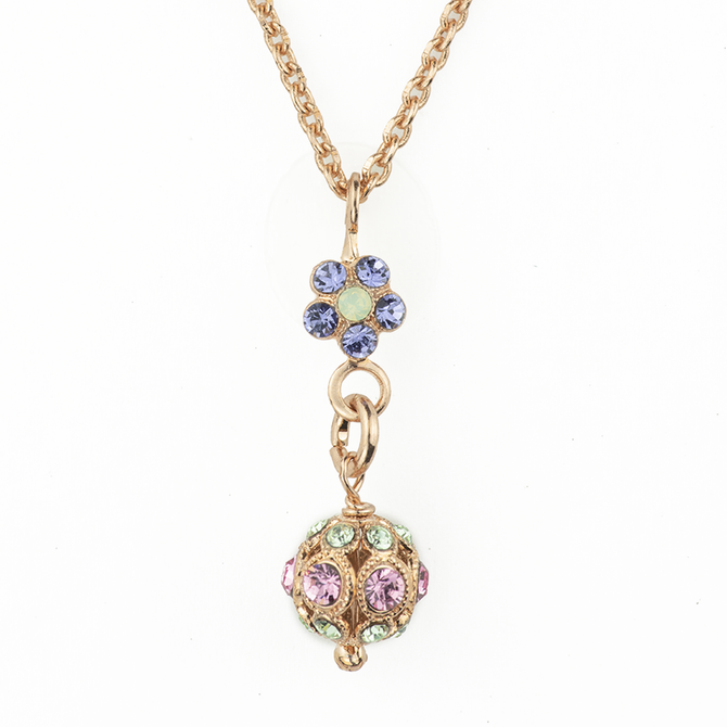 Mariana Flower and Sphere Double Stone Pendant in Travelara