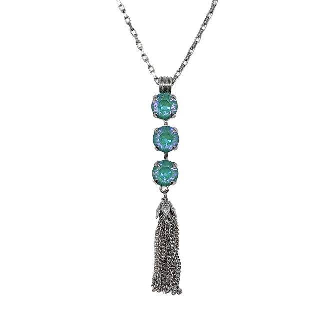 Mariana Must Have Three Stone Pendant with Tassel in Sun Kissed Jade