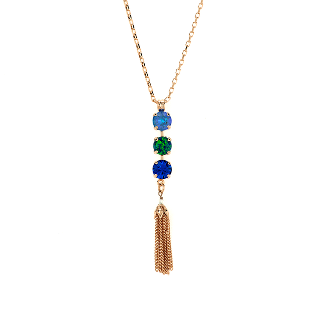 Mariana Must Have Three Stone Pendant with Tassel in Serenity