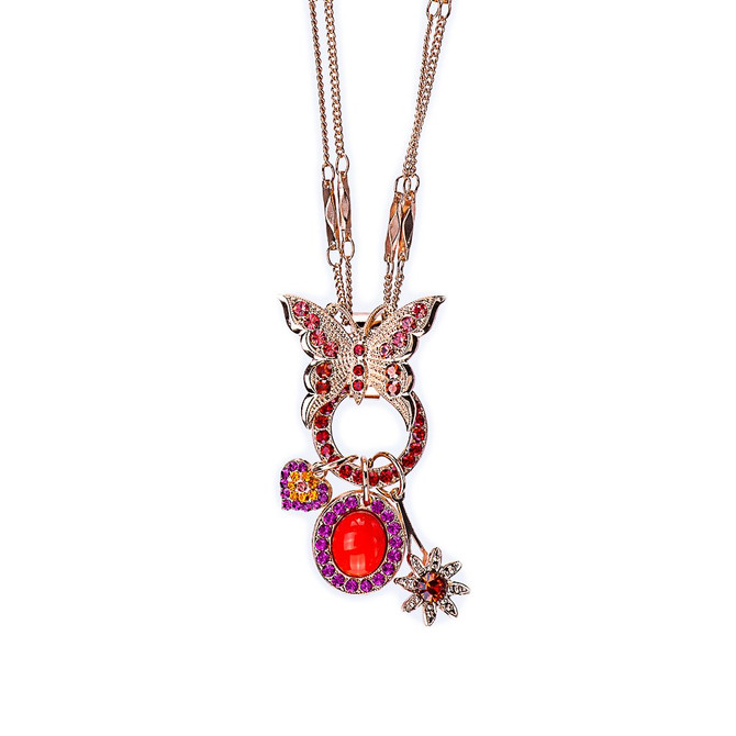 Mariana Open Circle Butterfly Charm Pendant in Hibiscus