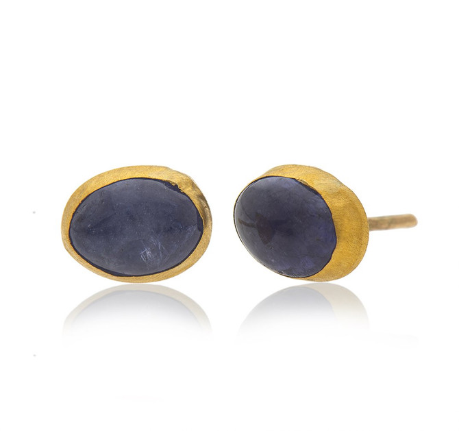 Nava Zahavi Blue Button Earrings