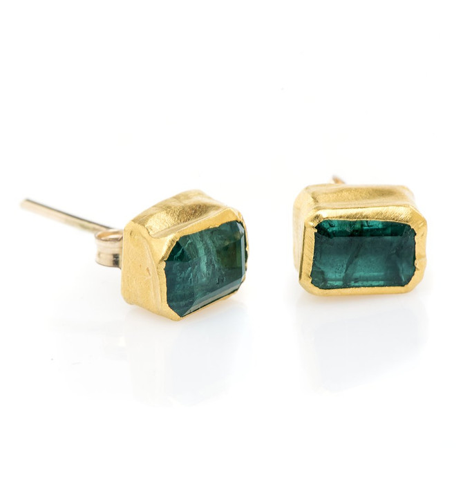 Nava Zahavi Fancy Emerald Earrings