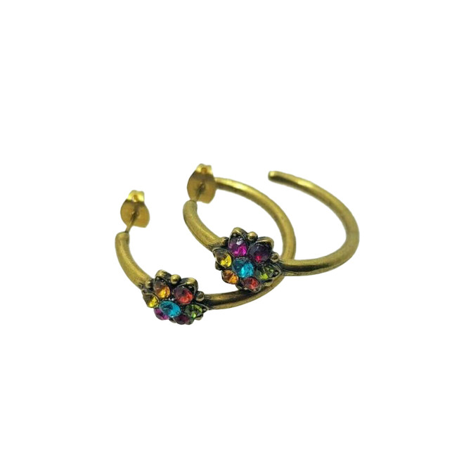 Michal Negrin Small Hoop Multi Flower Earrings