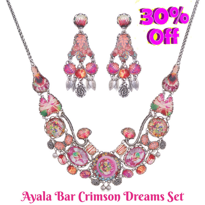 Ayala Bar Crimson Dreams Lover Necklace And Earrings