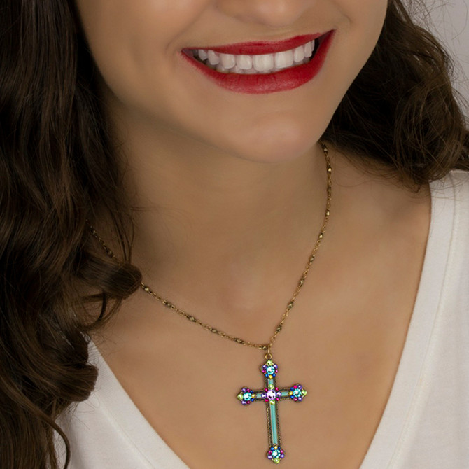 Anne Koplik Evianne Swarovski Crystal Cross Necklace