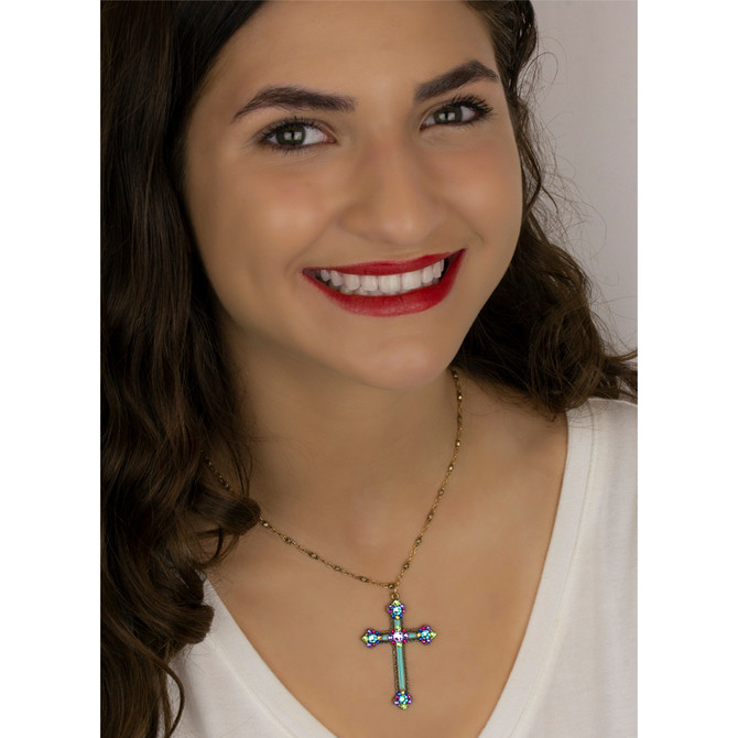 Anne Koplik Evianne Swarovski Crystal Cross Necklace