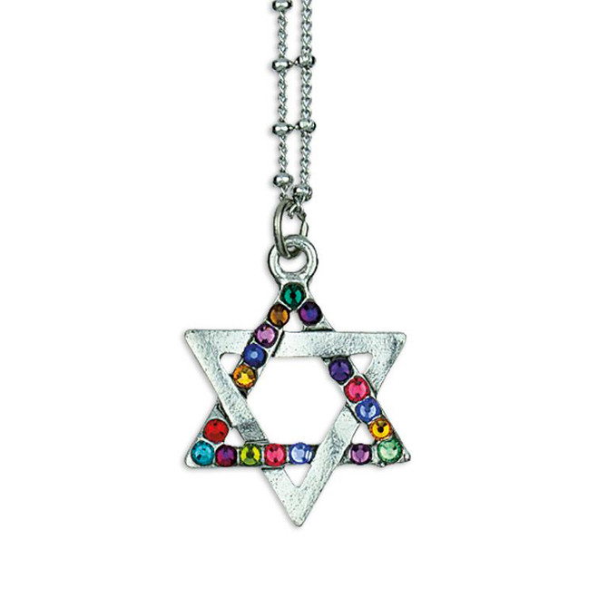 Anne Koplik Star Of David Swarovski Silver Faith Necklace