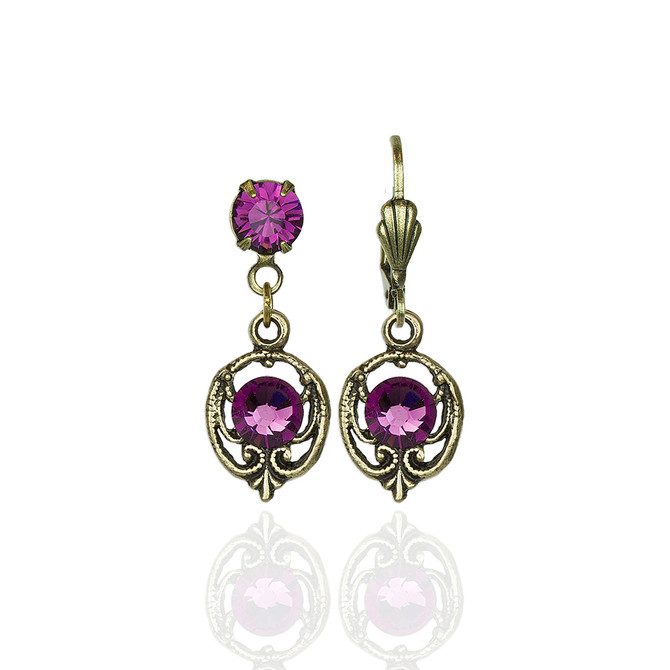 Anna Koplik Madeline Brass Amethyst Purple Crystal Earrings 