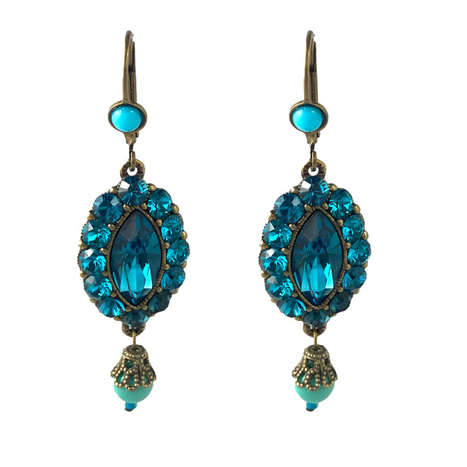 Michal Negrin Blue Oval Earrings 