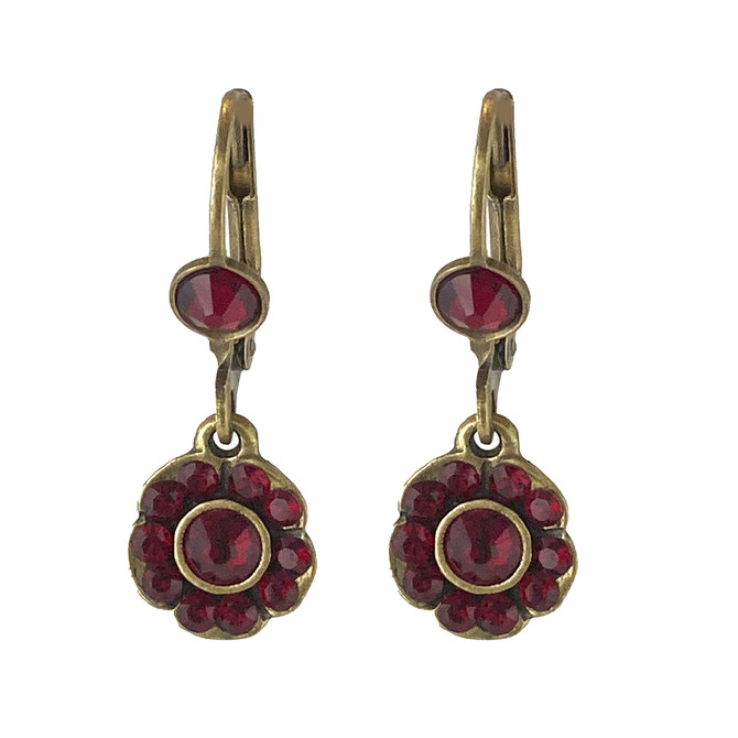 Michal Negrin Crisp Mind Red Crystal Hoop Earrings