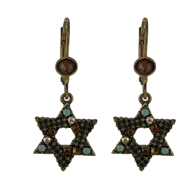 Michal Negrin Star Of David Jewish Crystal Earrings