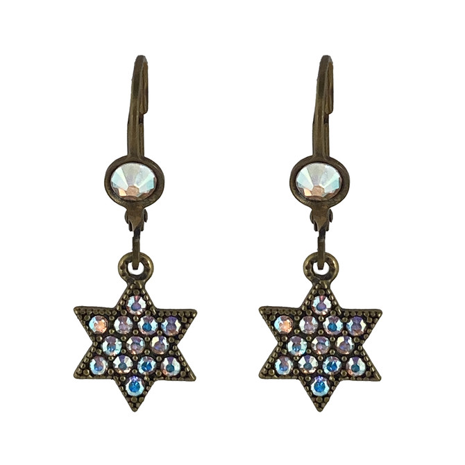 Michal Negrin Star Of David Jewish White Crystal Earrings
