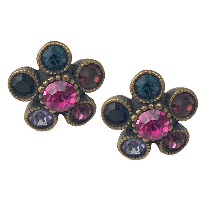 Michal Negrin Abby Stud Hot Pink and Purple Color Earrings