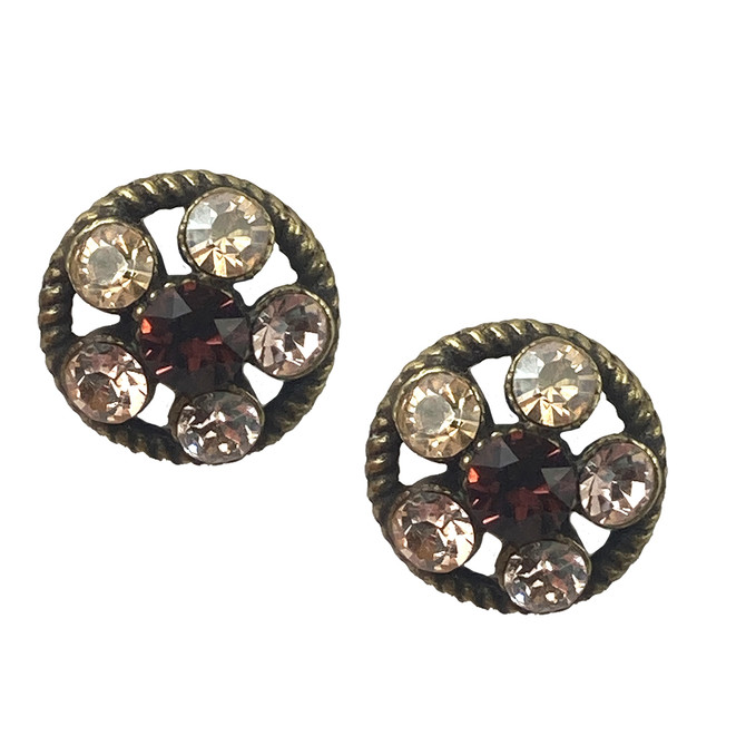 Michal Negrin Flower Wheel Swarovski Crystals Stud Earrings