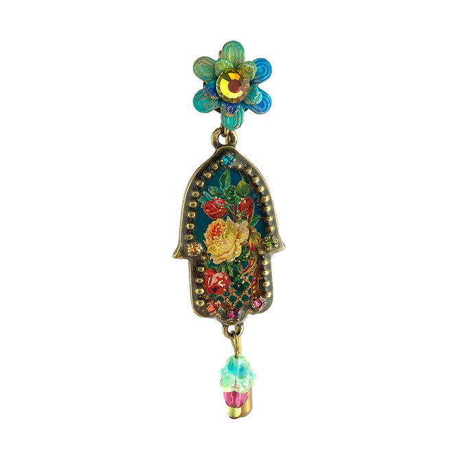 Michal Negrin Flower Hamsa Brooch