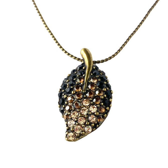 Michal Negrin Bright Leaf Classic Swarovski crystals Necklace