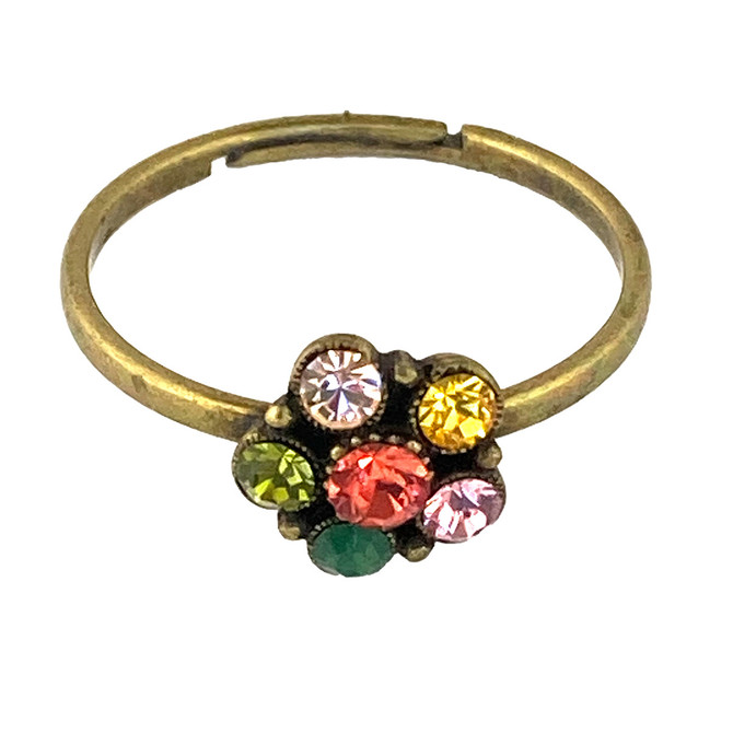 Michal Negrin Pin It Flower Swarovski Crystal Adjustable Ring