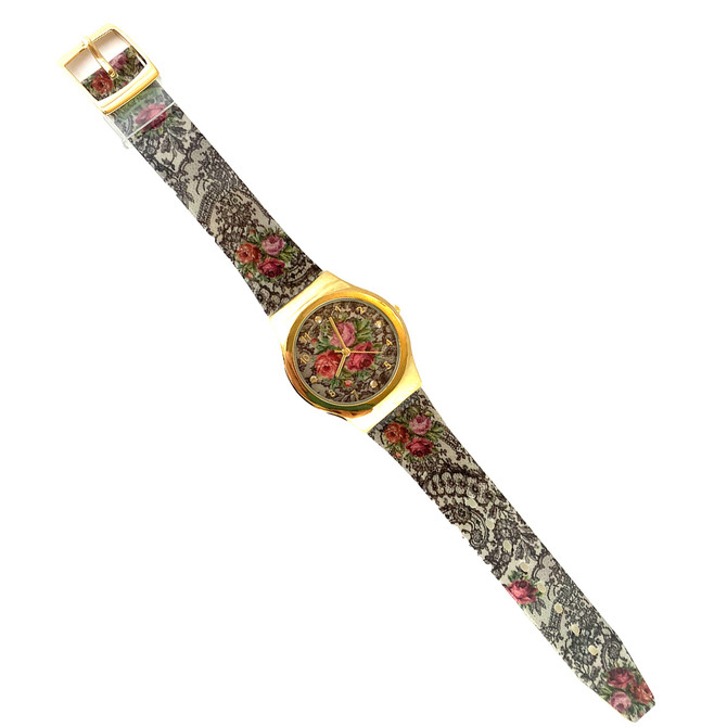 Michal Negrin Vintage Style Crystal Flowers Beautiful Hand Watch