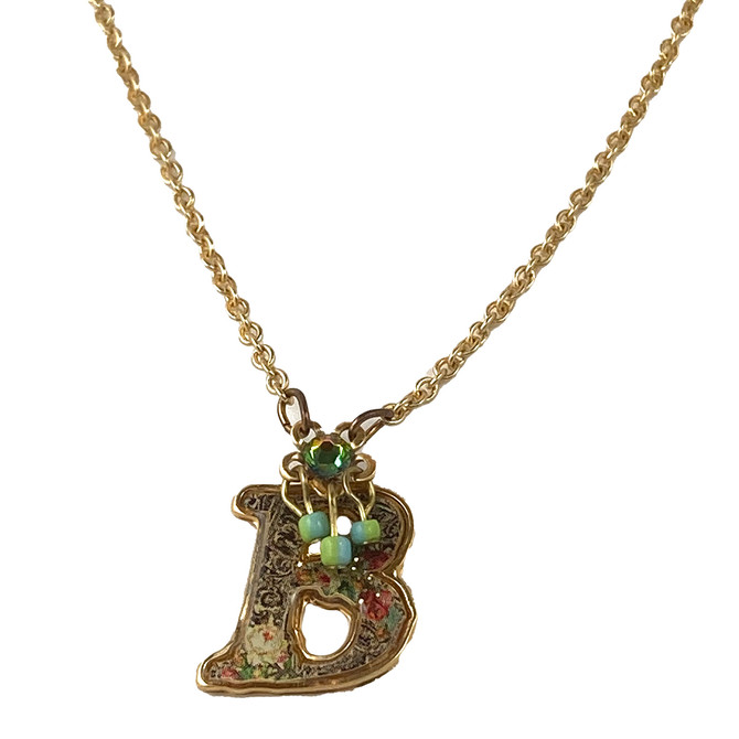 Michal Negrin Victorian Initial B 24K Gold Plated Necklace