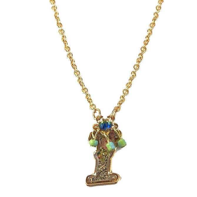 Michal Negrin Victorian Initial I 24K Gold Plated Necklace