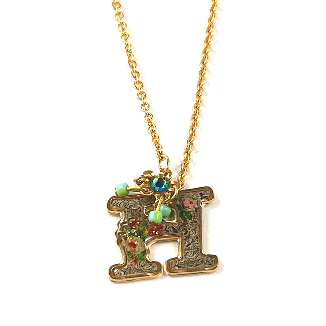 Michal Negrin Victorian Initial H 24K Gold Plated Necklace