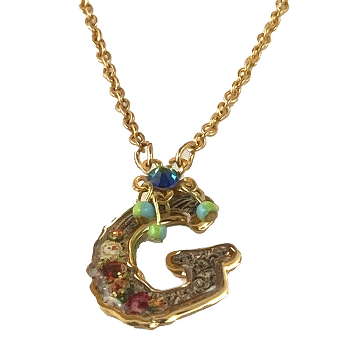 Michal Negrin Victorian Initial G 24K Gold Plated Necklace