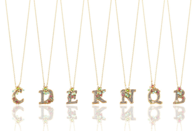 Michal Negrin Victorian Initial 24K Gold Plated Necklace