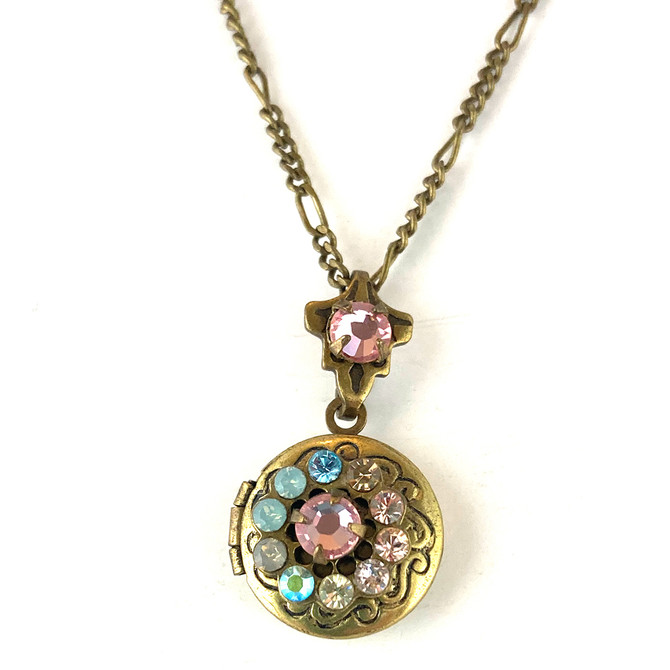 Michal Negrin Vintage Locket Cameo Multicolor Necklace