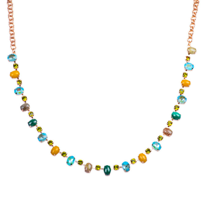 Mariana Alternating Oval and Round Necklace in Pistachio - Preorder