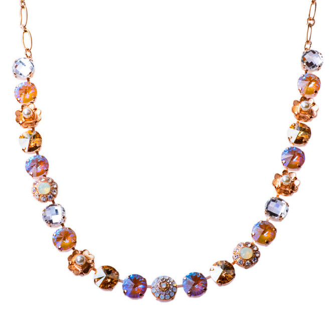 Mariana Lovable Pave and Rosette Necklace in Butter Pecan - Preorder